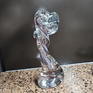 Art Glass Sculpture with Swirling Design